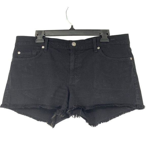 7 For All Mankind Womens Black Denim Cutoff High-Rise Jeans Shorts Size 32 3223 - Picture 3 of 12